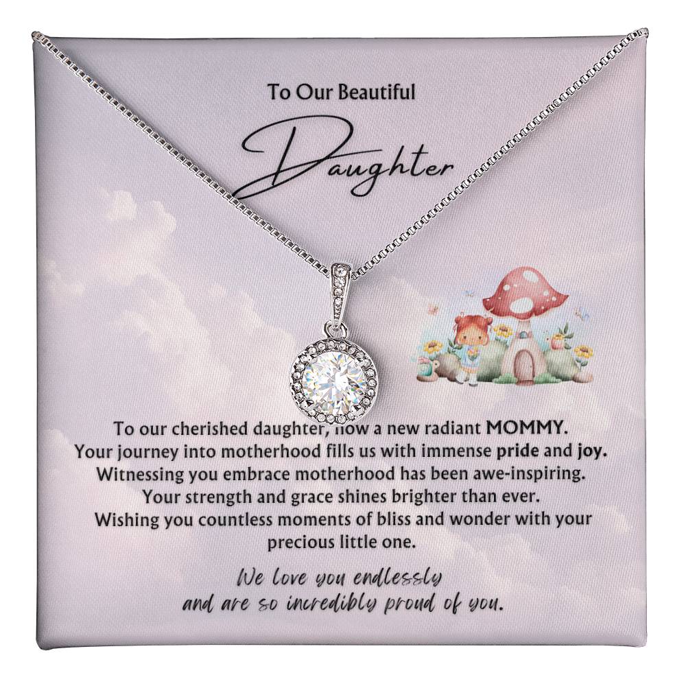To Our Beautiful Daughter from Parents | Eternal Hope Pendant | New Baby | New Mommy | Red Mushroom Art | Mother's Day Gift