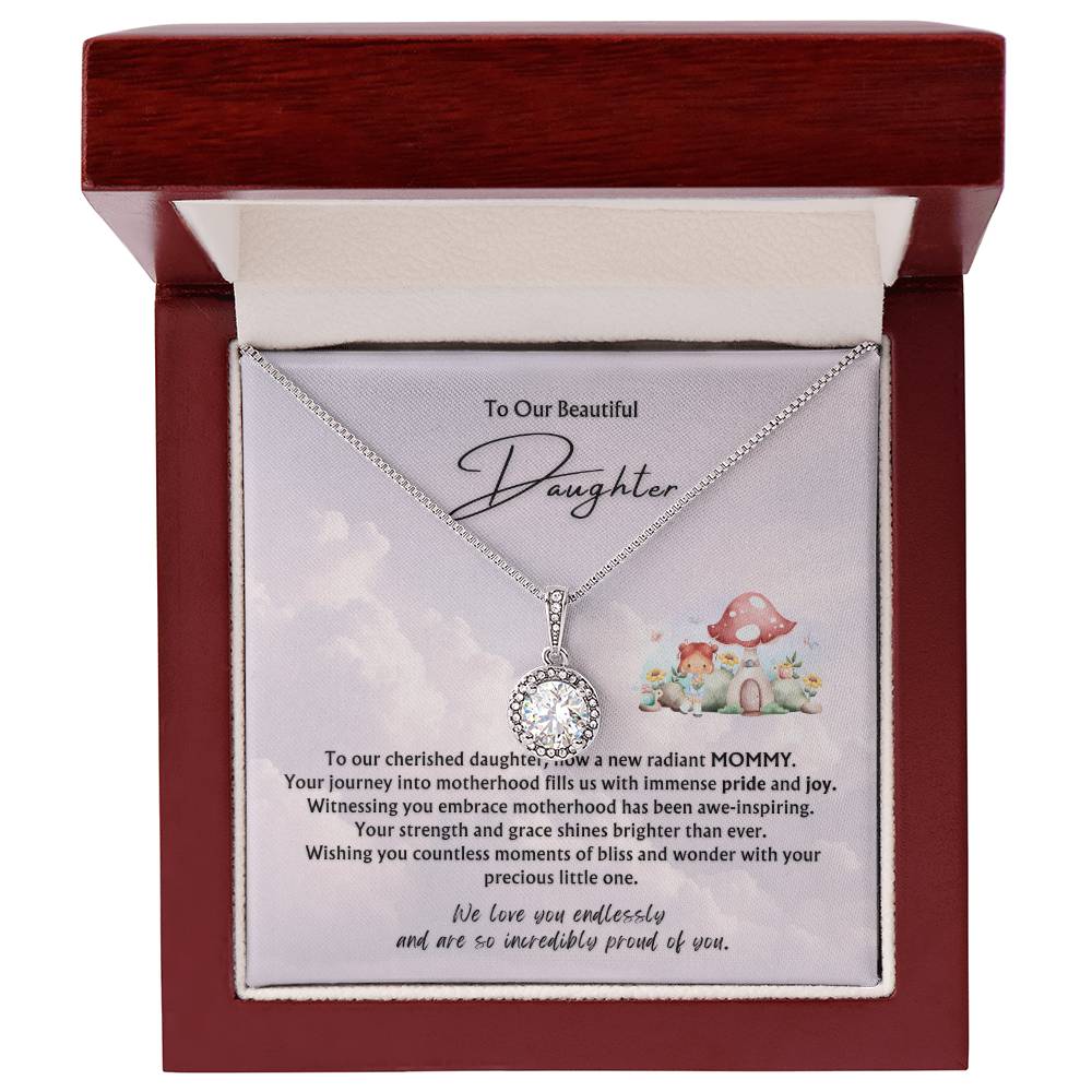 To Our Beautiful Daughter from Parents | Eternal Hope Pendant | New Baby | New Mommy | Red Mushroom Art | Mother's Day Gift