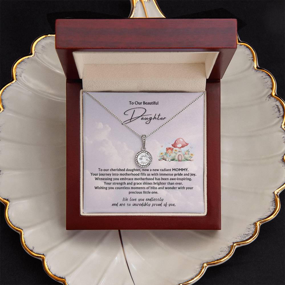To Our Beautiful Daughter from Parents | Eternal Hope Pendant | New Baby | New Mommy | Red Mushroom Art | Mother's Day Gift