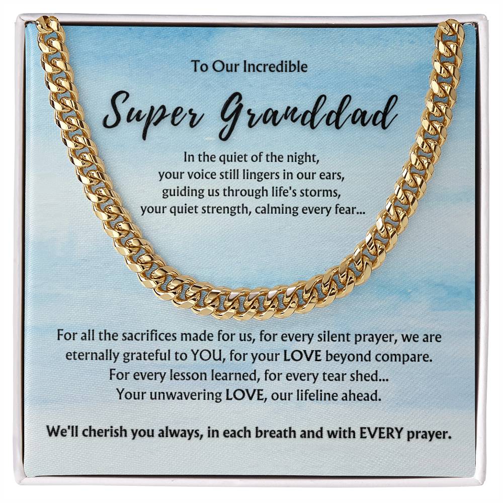 To Incredible Super Granddad from Children | Classy Cuban Chain | Father's Day Gift