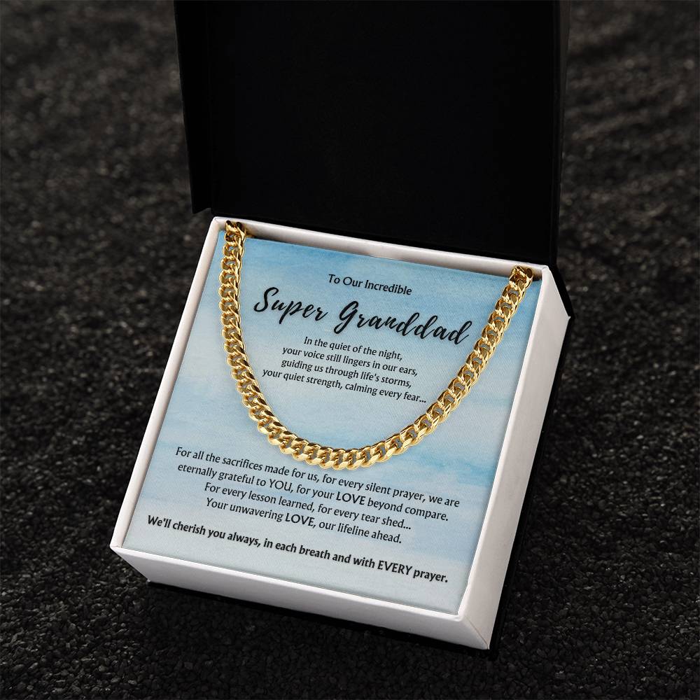 To Incredible Super Granddad from Children | Classy Cuban Chain | Father's Day Gift
