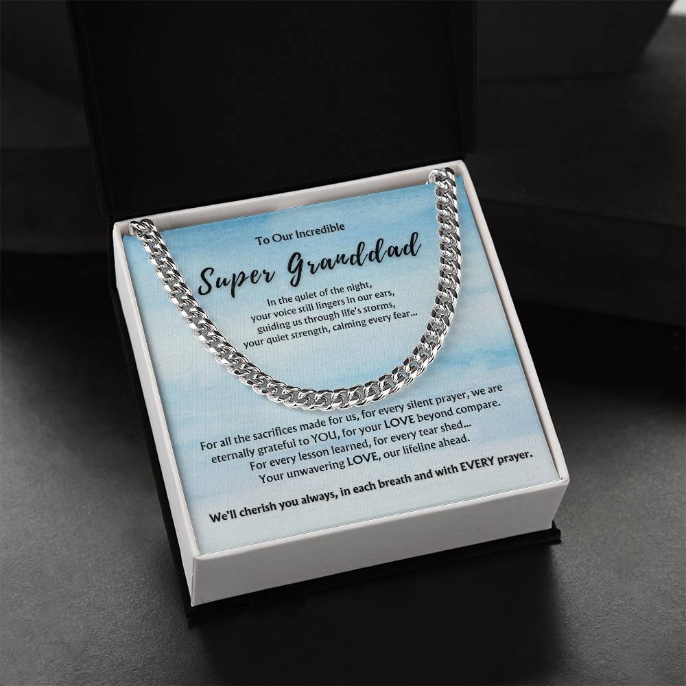 To Incredible Super Granddad from Children | Classy Cuban Chain | Father's Day Gift