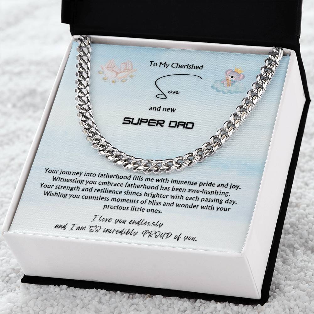 To my Cherished Son | New DAD of Multiples from Parent | Classy Cuban Chain | NEW dad Father's Day Gift