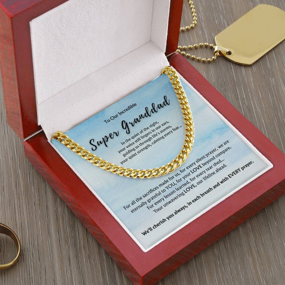 To Incredible Super Granddad from Children | Classy Cuban Chain | Father's Day Gift