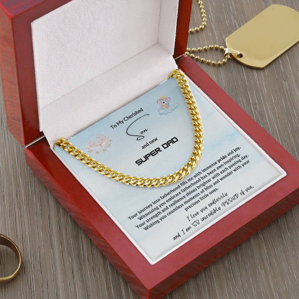 To my Cherished Son | New DAD of Multiples from Parent | Classy Cuban Chain | NEW dad Father's Day Gift