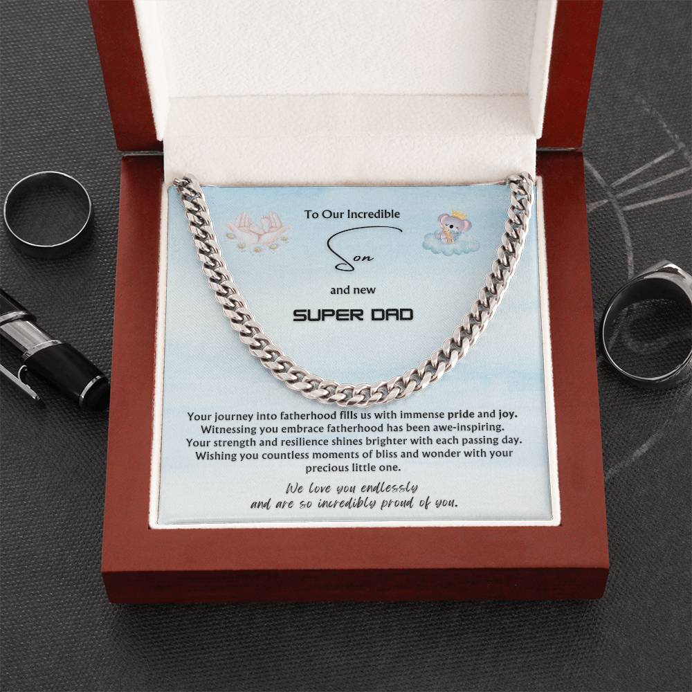 To OUR Incredible Son from Parents | Classy Cuban Chain | NEW dad | Father's Day Gift
