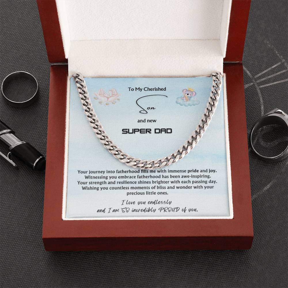 To my Cherished Son | New DAD of Multiples from Parent | Classy Cuban Chain | NEW dad Father's Day Gift