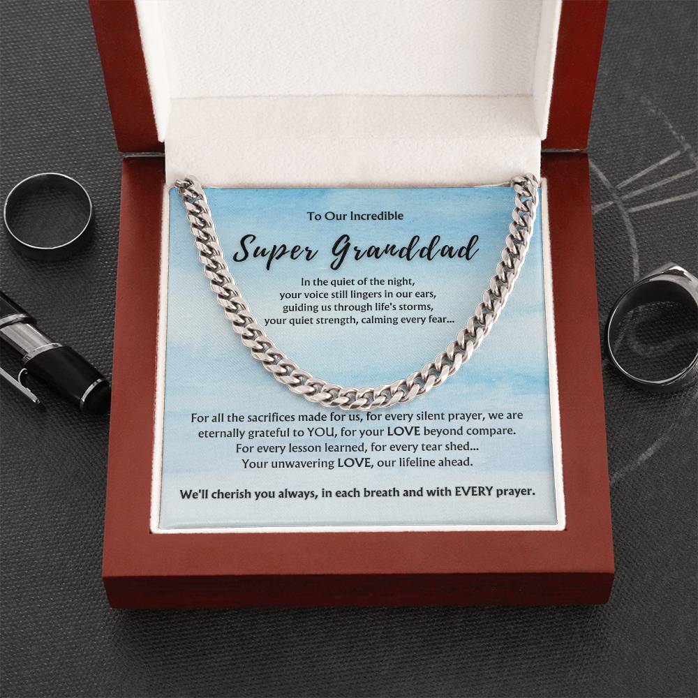 To Incredible Super Granddad from Children | Classy Cuban Chain | Father's Day Gift