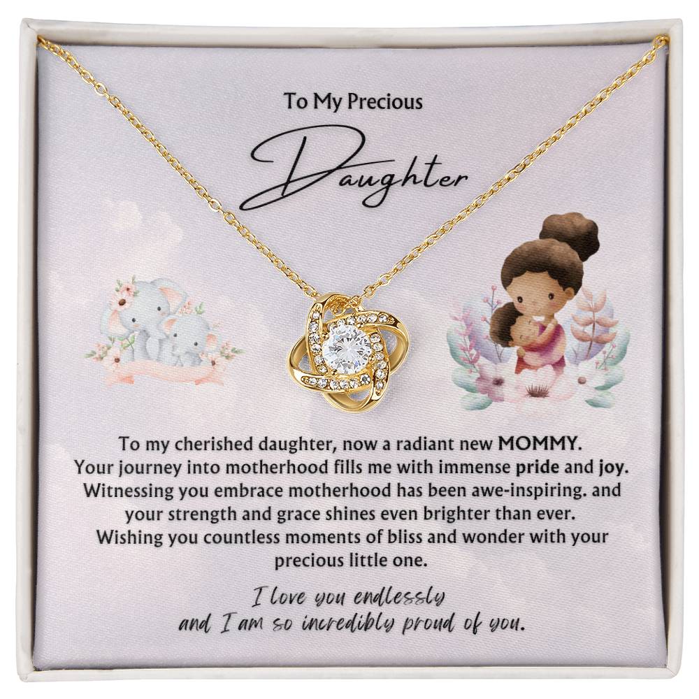 To My Precious Daughter from Parent | Love Knot Pendant Necklace | New Baby | New Mommy | Mother's Day Gift