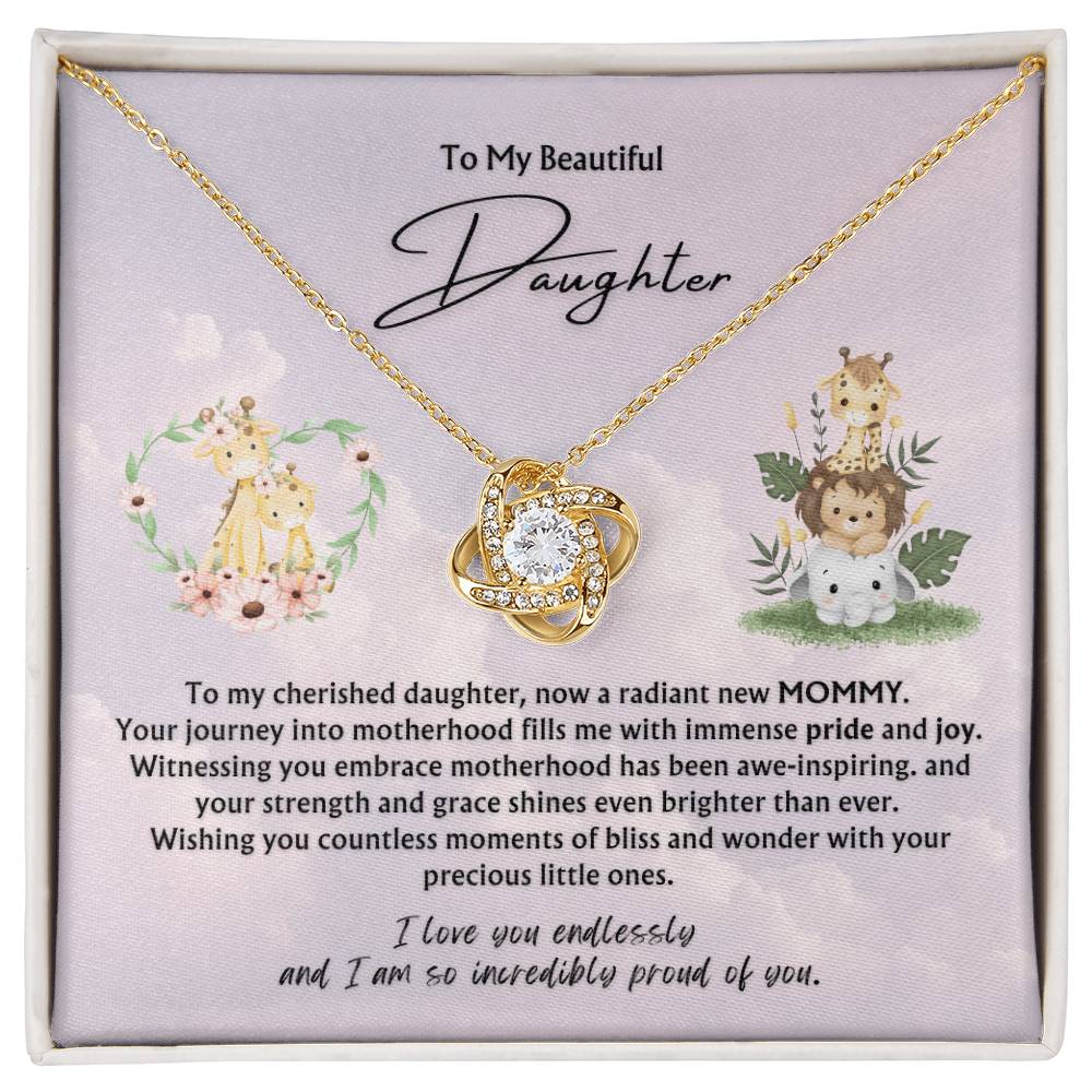 To My Beautiful Daughter from Parent | Love Knot Pendant Necklace | New Babies | Multiples | Twins | New Mommy | Mother's Day Gift