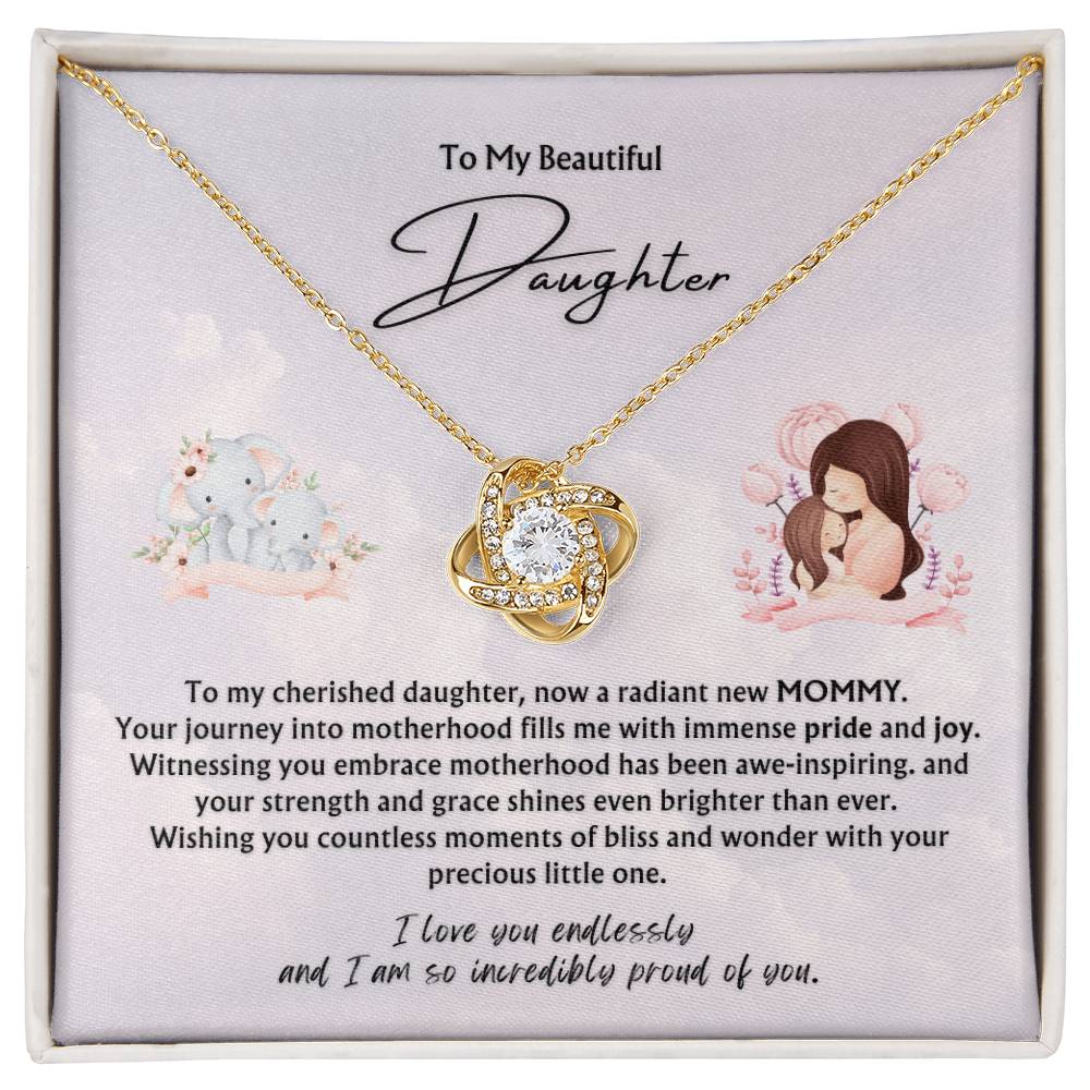 To My Beautiful Daughter from Parent | Love Knot Pendant Necklace | New Baby | New Mommy | Mother's Day Gift