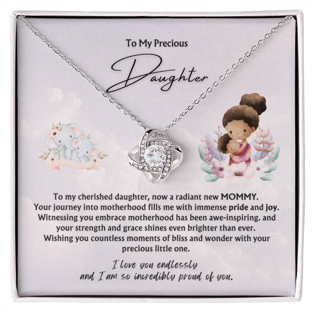 To My Precious Daughter from Parent | Love Knot Pendant Necklace | New Baby | New Mommy | Mother's Day Gift