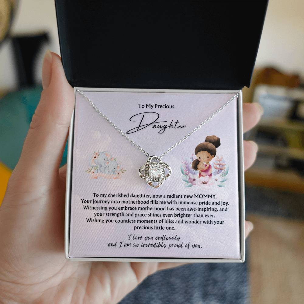 To My Precious Daughter from Parent | Love Knot Pendant Necklace | New Baby | New Mommy | Mother's Day Gift