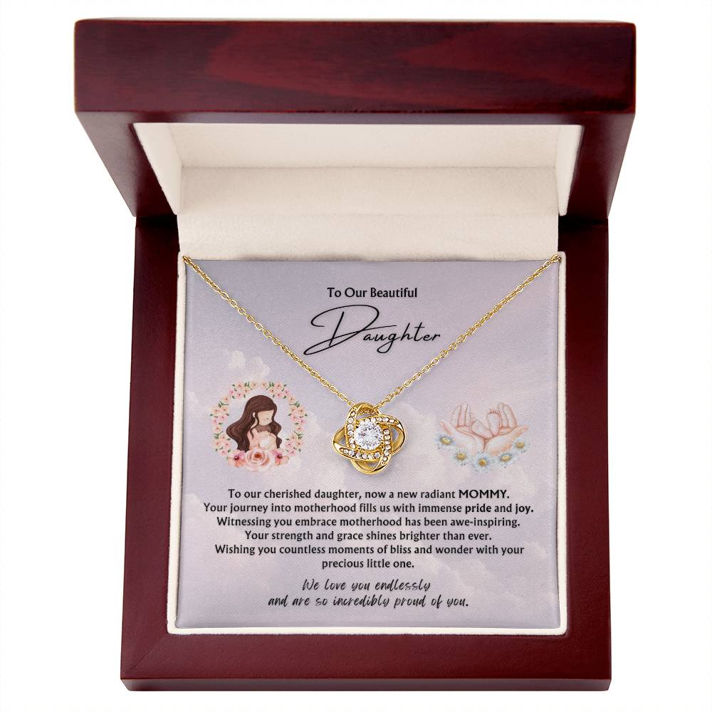 To Our Beautiful Daughter from Parents | Love Knot Pendant Necklace | New Baby | New Mommy | Mother's Day Gift