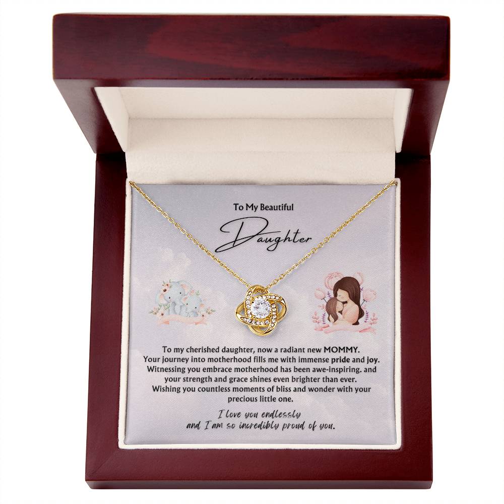 To My Beautiful Daughter from Parent | Love Knot Pendant Necklace | New Baby | New Mommy | Mother's Day Gift