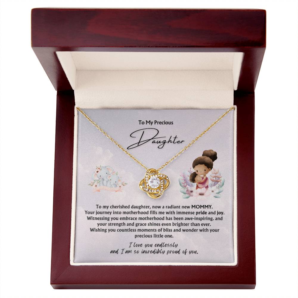 To My Precious Daughter from Parent | Love Knot Pendant Necklace | New Baby | New Mommy | Mother's Day Gift