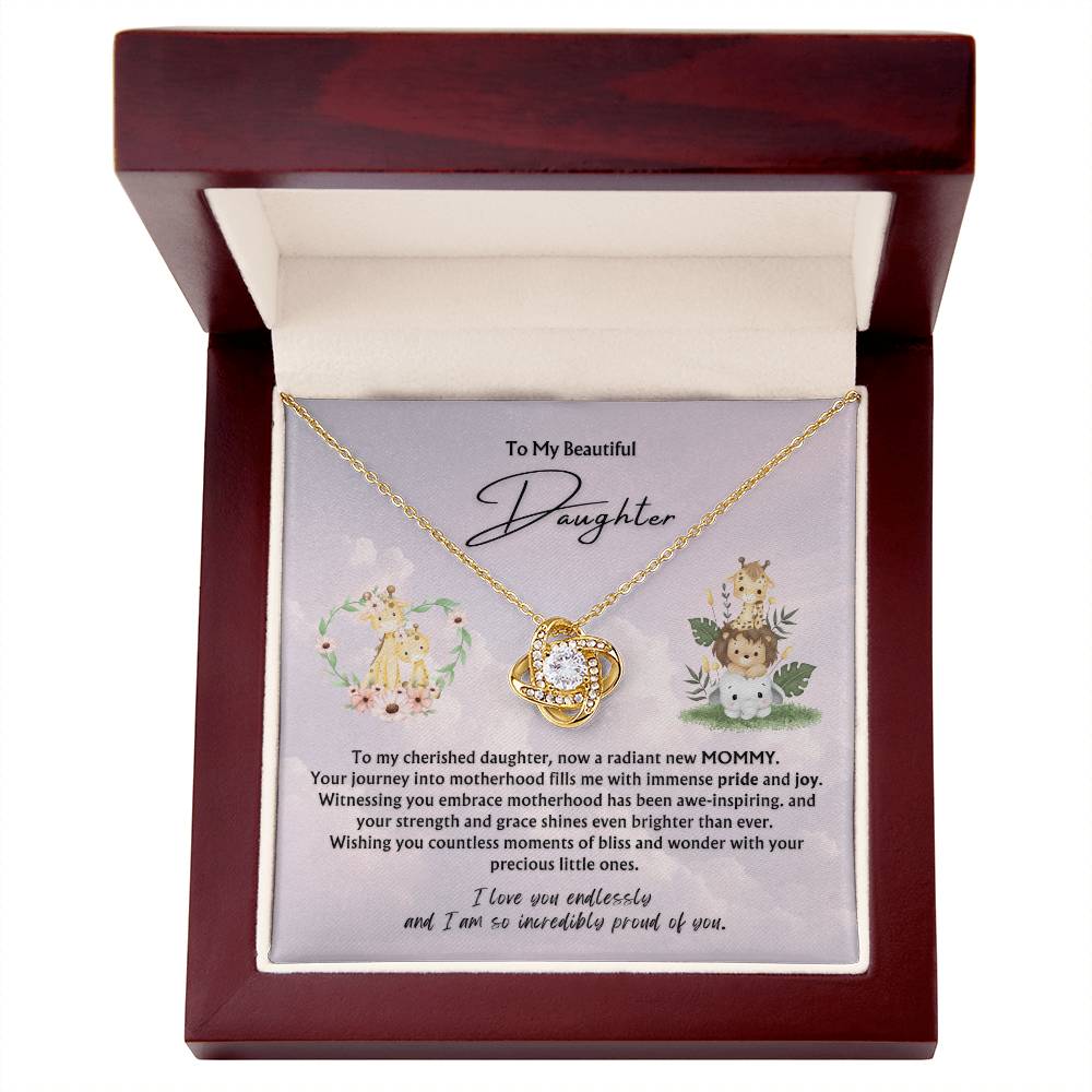 To My Beautiful Daughter from Parent | Love Knot Pendant Necklace | New Babies | Multiples | Twins | New Mommy | Mother's Day Gift