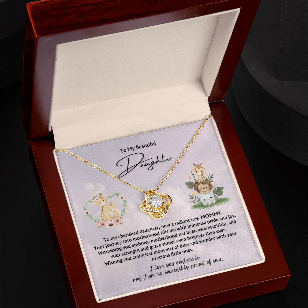 To My Beautiful Daughter from Parent | Love Knot Pendant Necklace | New Babies | Multiples | Twins | New Mommy | Mother's Day Gift