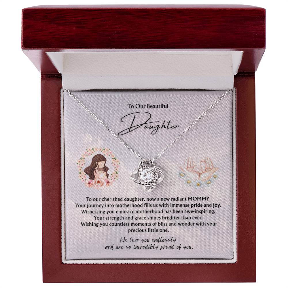 To Our Beautiful Daughter from Parents | Love Knot Pendant Necklace | New Baby | New Mommy | Mother's Day Gift
