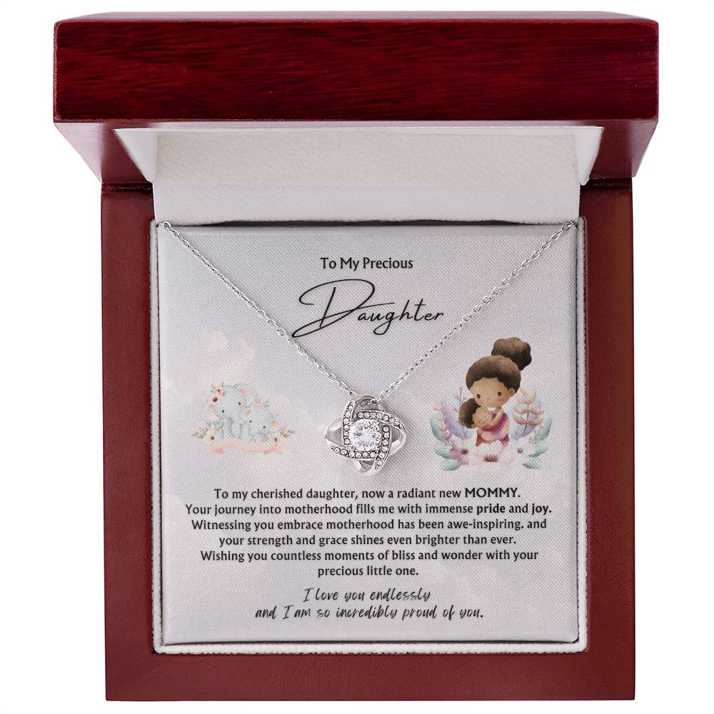 To My Precious Daughter from Parent | Love Knot Pendant Necklace | New Baby | New Mommy | Mother's Day Gift