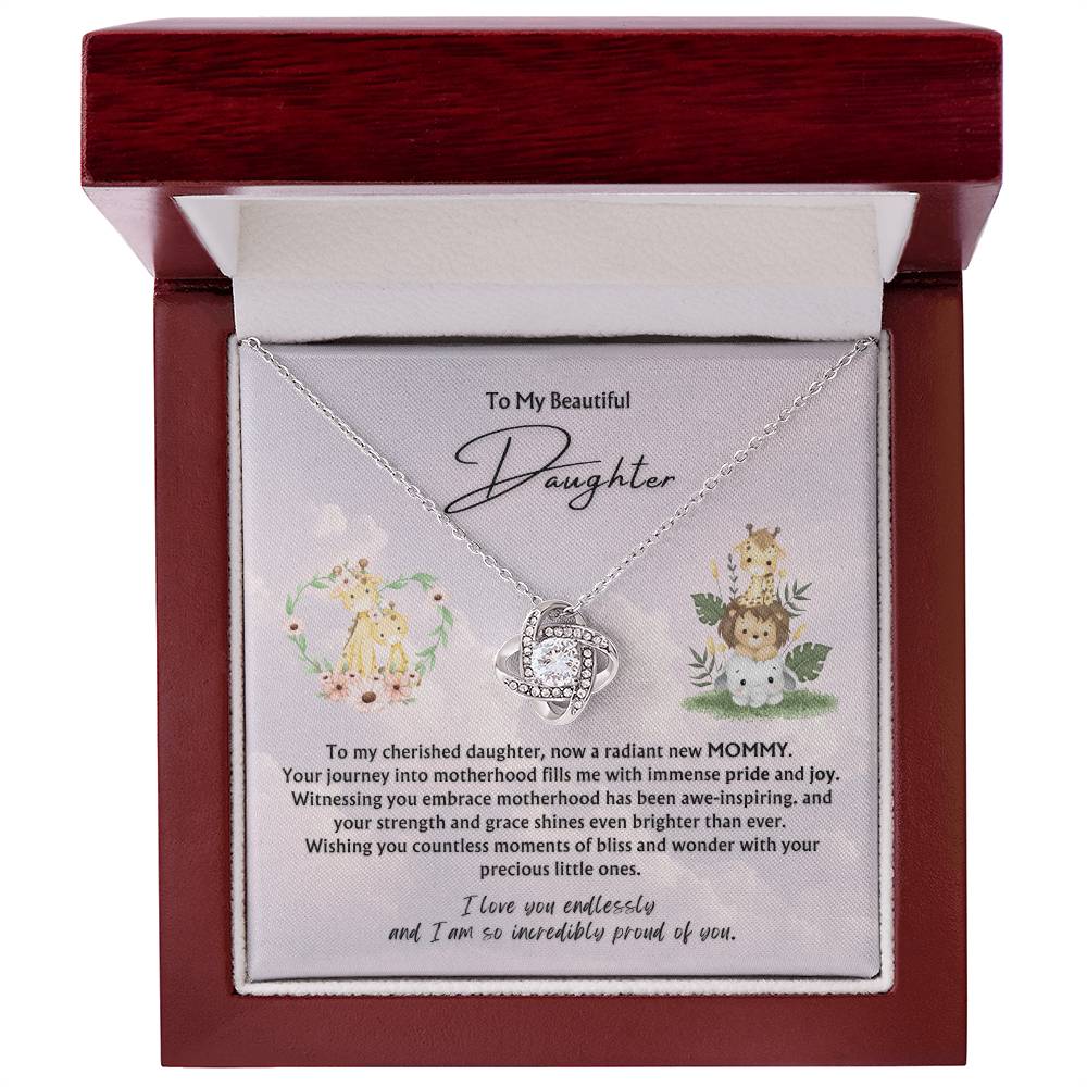 To My Beautiful Daughter from Parent | Love Knot Pendant Necklace | New Babies | Multiples | Twins | New Mommy | Mother's Day Gift