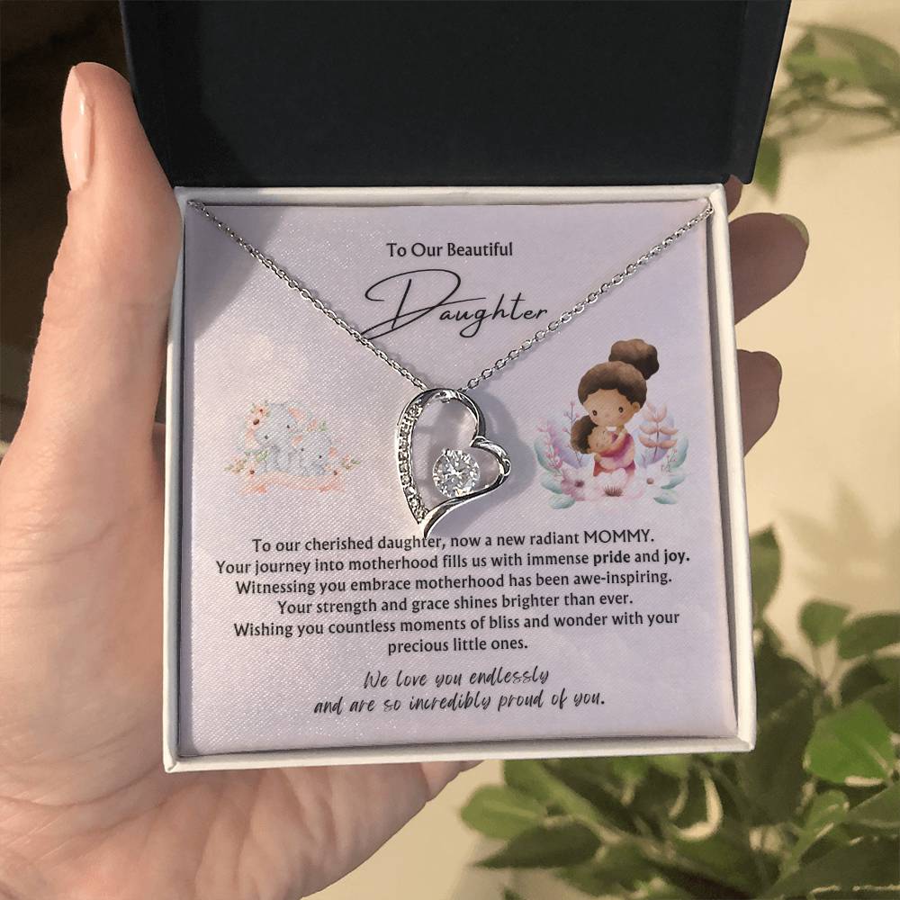 To Our Beautiful Daughter from Parents | Forever Love Pendant Necklace | New Babies | Multiples | Twins | New Mommy | Mother's Day Gift