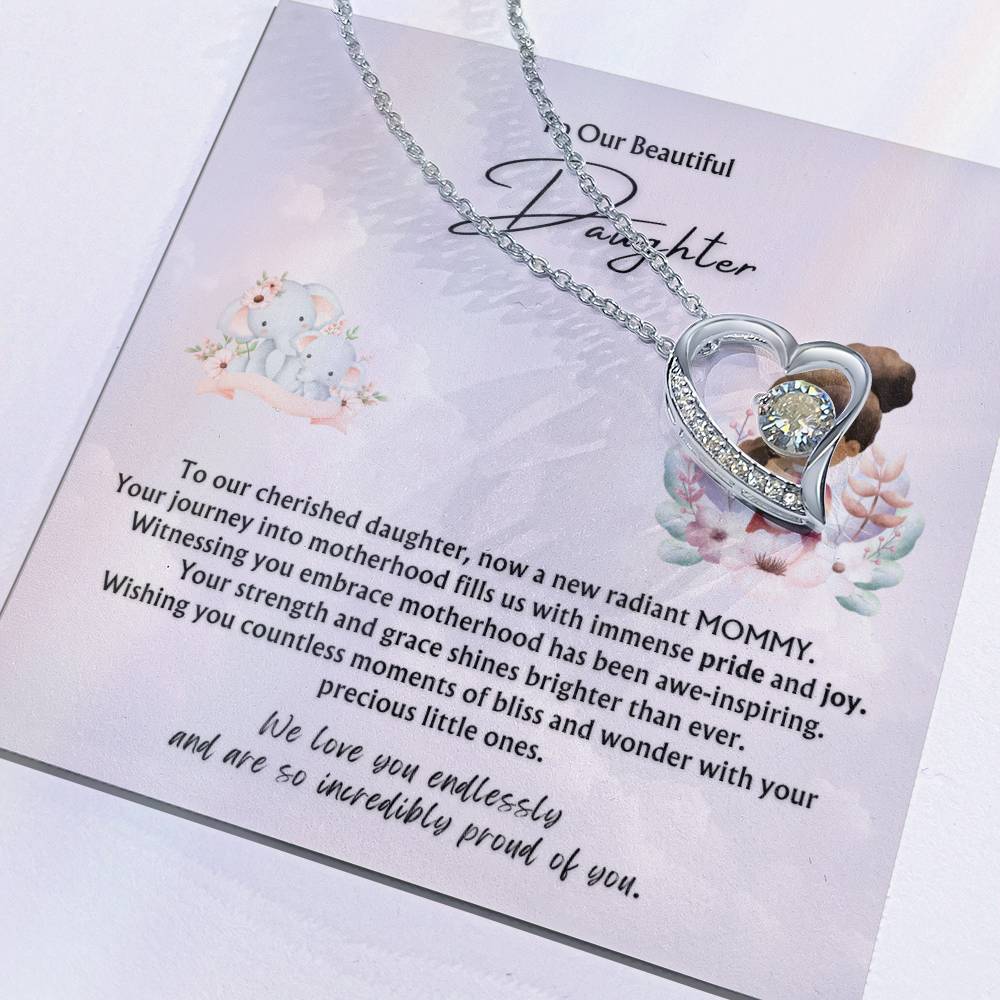 To Our Beautiful Daughter from Parents | Forever Love Pendant Necklace | New Babies | Multiples | Twins | New Mommy | Mother's Day Gift