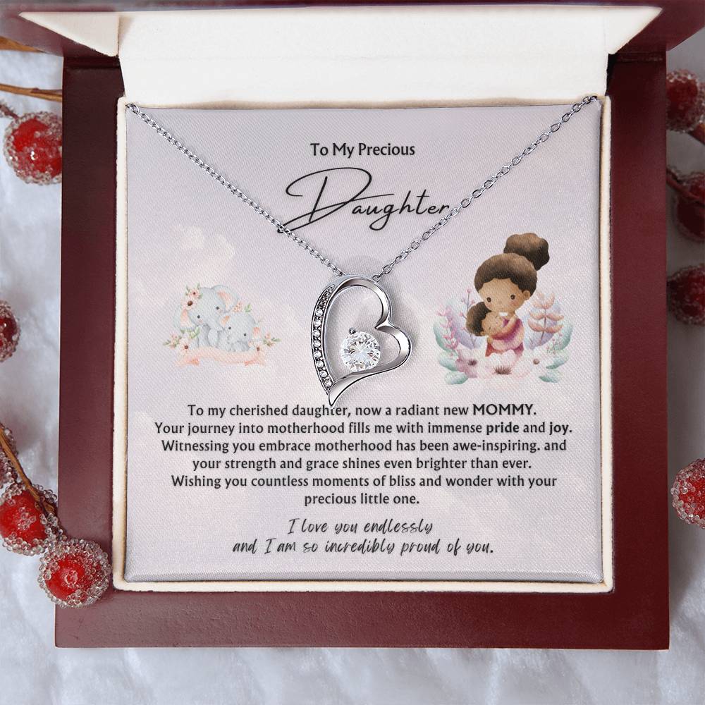 To My Precious Daughter from Parent | Forever Love Pendant Necklace | New Baby | New Mommy | Mother's Day Gift
