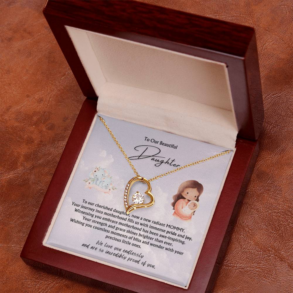 To Our Beautiful Daughter from Parents | Forever Love Pendant Necklace | New Babies | Multiples | Twins | New Mommy | Mother's Day Gift
