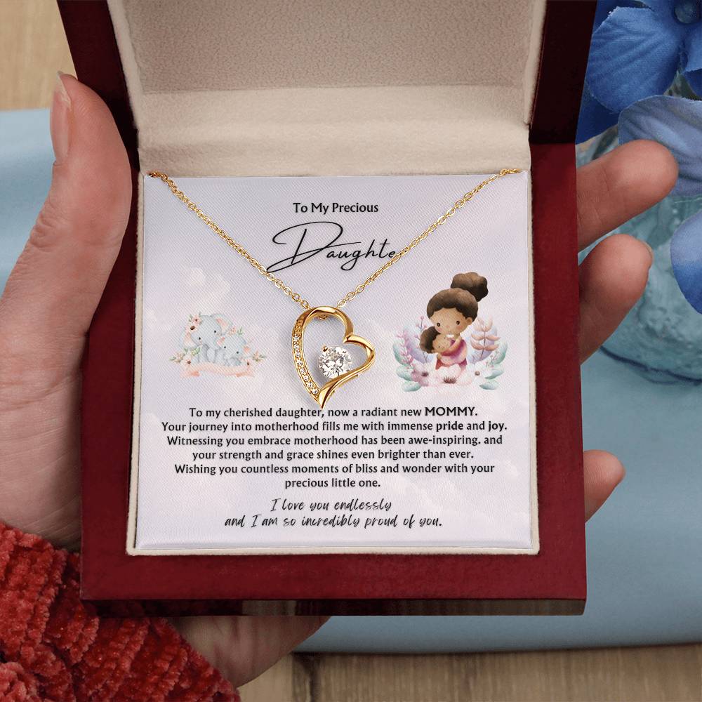 To My Precious Daughter from Parent | Forever Love Pendant Necklace | New Baby | New Mommy | Mother's Day Gift