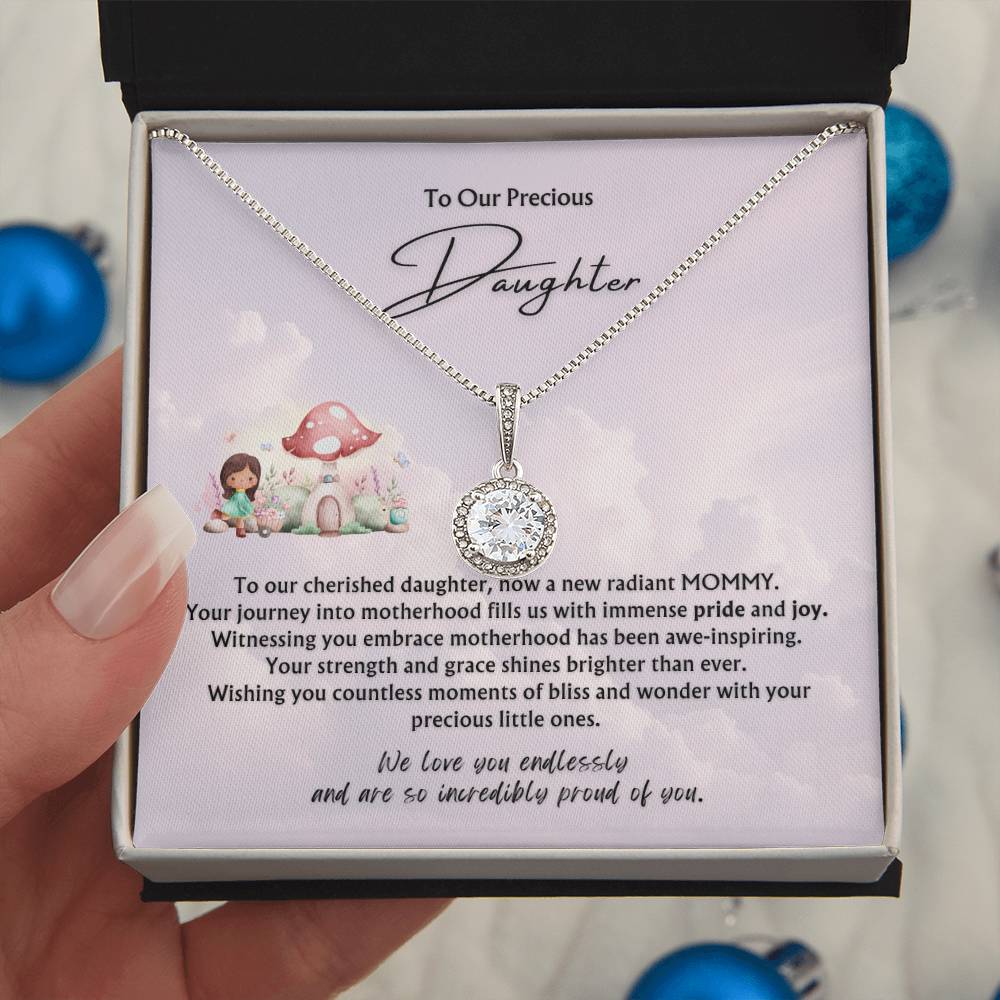 To Our Precious Daughter from Parents | Eternal Hope Pendant | New Babies | Multiples | Twins | New Mommy | Mother's Day Gift