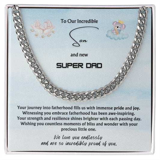 To OUR Incredible Son from Parents | Classy Cuban Chain | NEW dad | Father's Day Gift