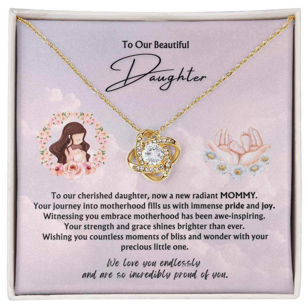To Our Beautiful Daughter from Parents | Love Knot Pendant Necklace | New Baby | New Mommy | Mother's Day Gift