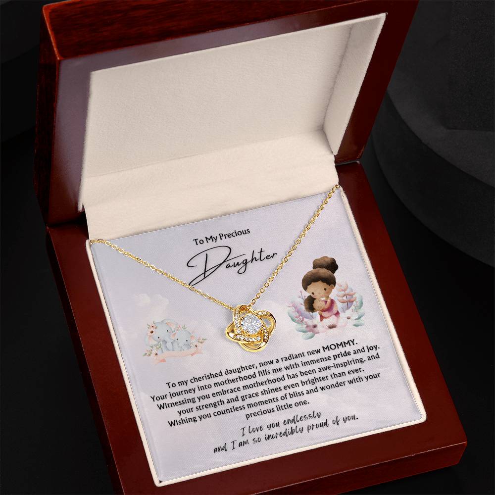 To My Precious Daughter from Parent | Love Knot Pendant Necklace | New Baby | New Mommy | Mother's Day Gift
