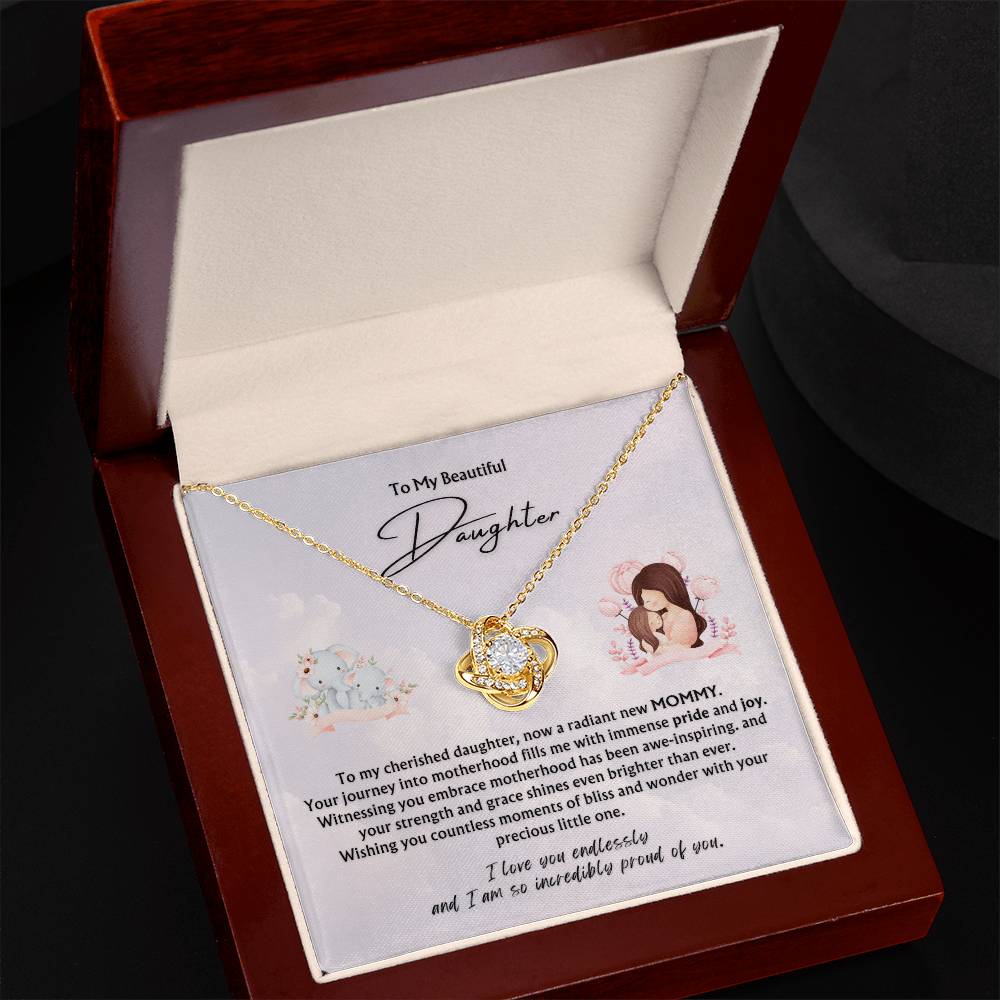 To My Beautiful Daughter from Parent | Love Knot Pendant Necklace | New Baby | New Mommy | Mother's Day Gift