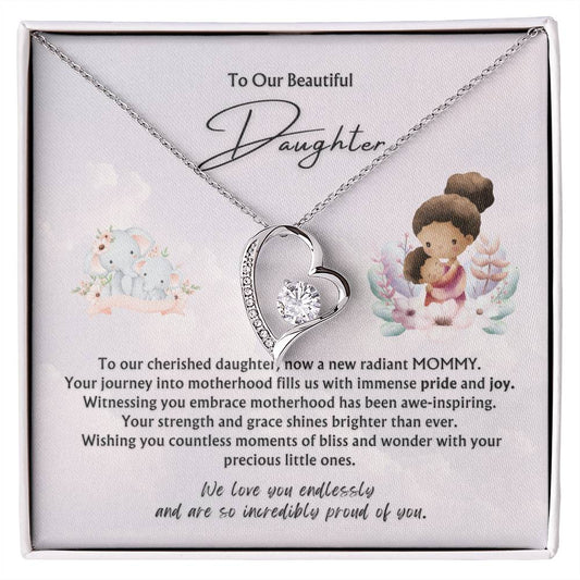 To Our Beautiful Daughter from Parents | Forever Love Pendant Necklace | New Babies | Multiples | Twins | New Mommy | Mother's Day Gift