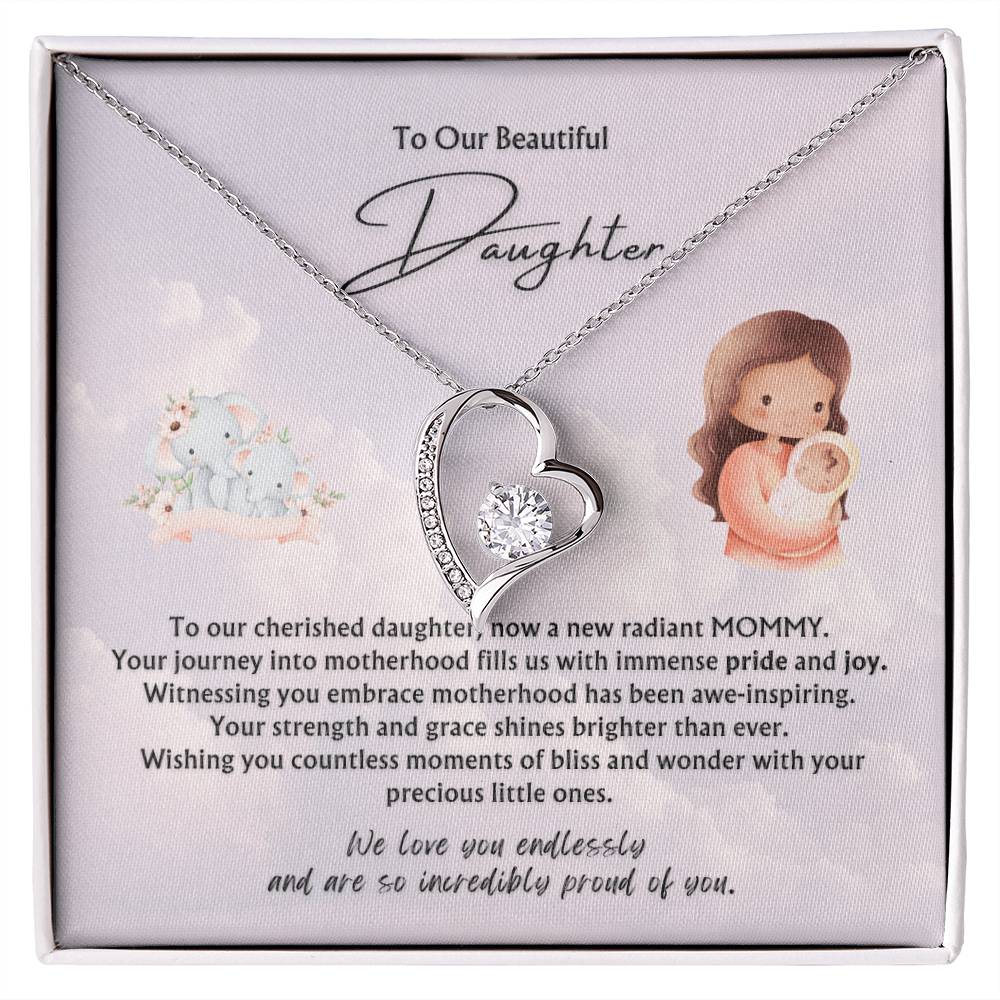 To Our Beautiful Daughter from Parents | Forever Love Pendant Necklace | New Babies | Multiples | Twins | New Mommy | Mother's Day Gift