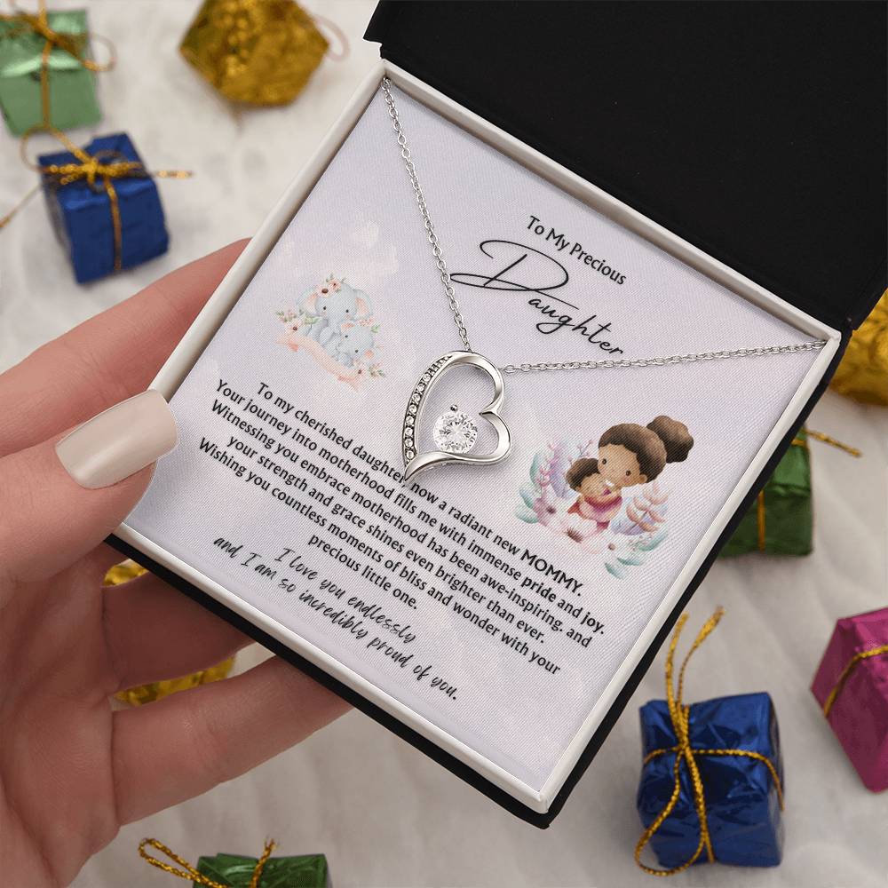 To My Precious Daughter from Parent | Forever Love Pendant Necklace | New Baby | New Mommy | Mother's Day Gift