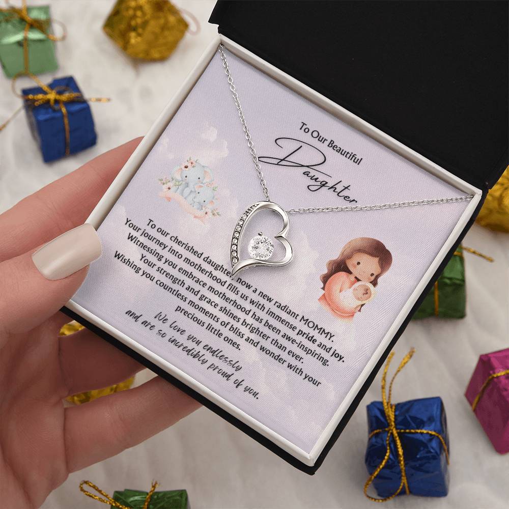 To Our Beautiful Daughter from Parents | Forever Love Pendant Necklace | New Babies | Multiples | Twins | New Mommy | Mother's Day Gift