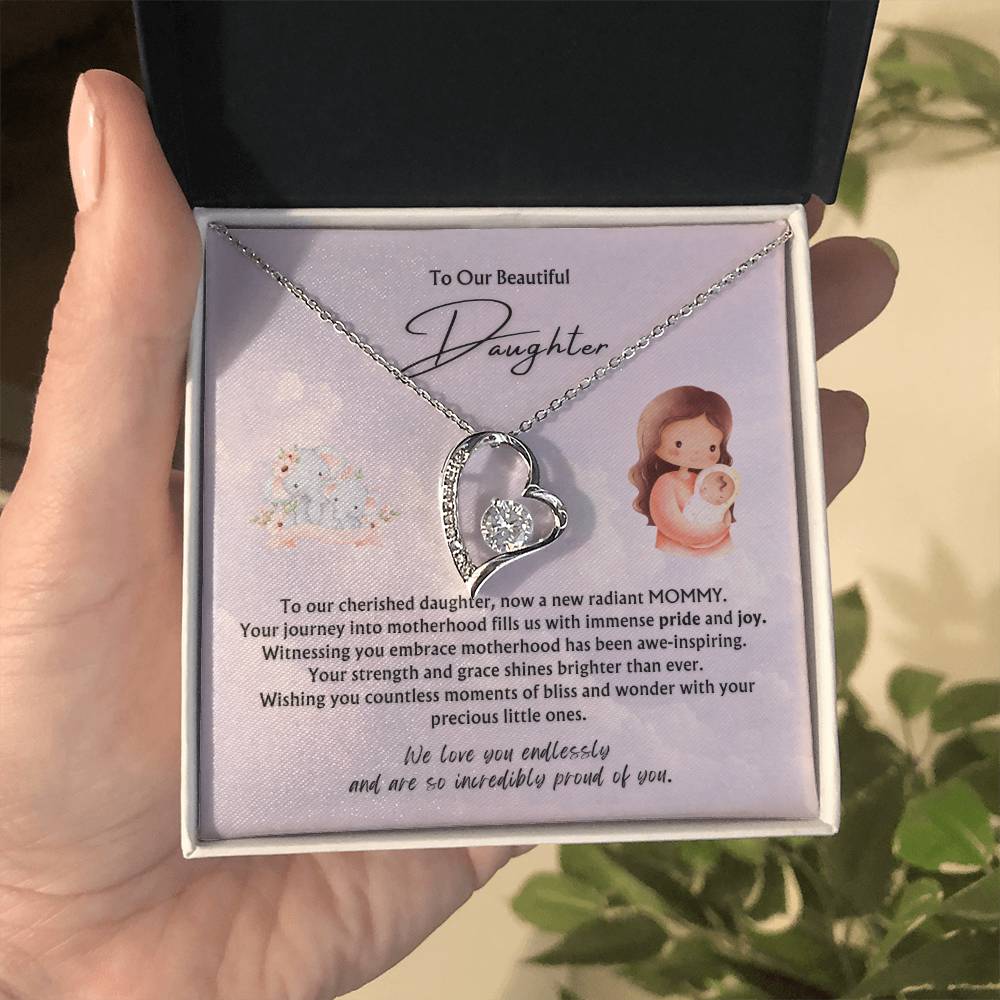To Our Beautiful Daughter from Parents | Forever Love Pendant Necklace | New Babies | Multiples | Twins | New Mommy | Mother's Day Gift