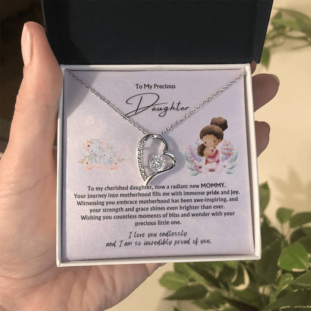 To My Precious Daughter from Parent | Forever Love Pendant Necklace | New Baby | New Mommy | Mother's Day Gift