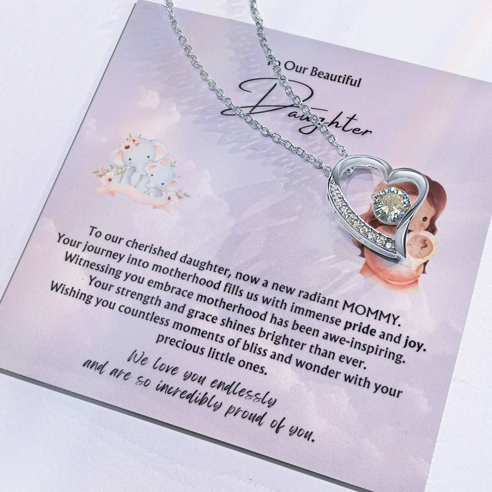 To Our Beautiful Daughter from Parents | Forever Love Pendant Necklace | New Babies | Multiples | Twins | New Mommy | Mother's Day Gift