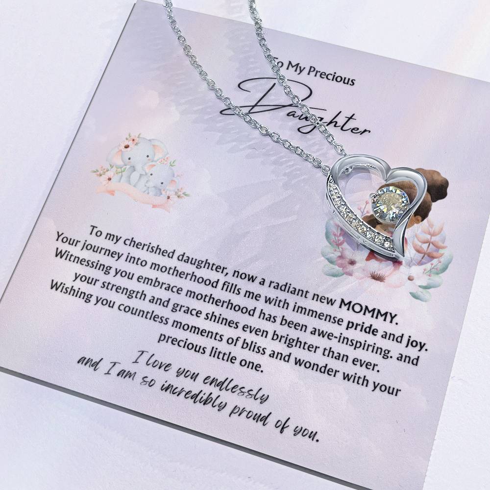 To My Precious Daughter from Parent | Forever Love Pendant Necklace | New Baby | New Mommy | Mother's Day Gift