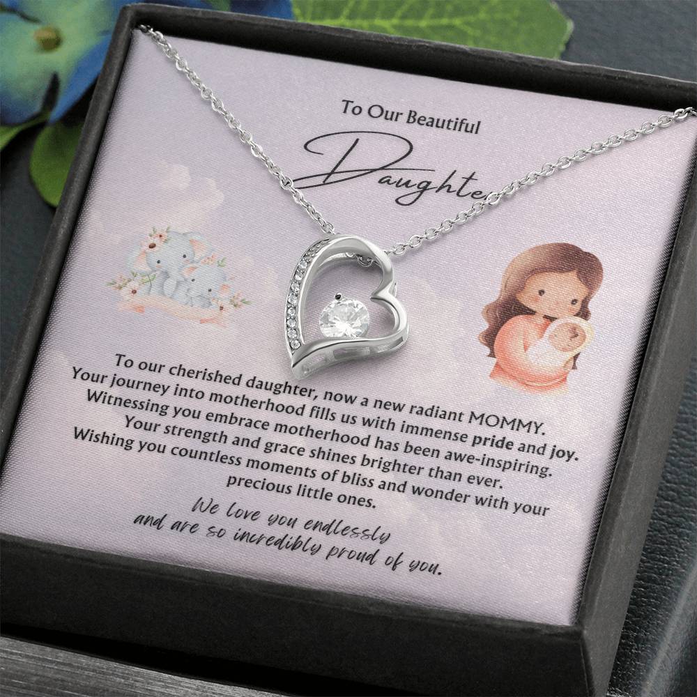 To Our Beautiful Daughter from Parents | Forever Love Pendant Necklace | New Babies | Multiples | Twins | New Mommy | Mother's Day Gift