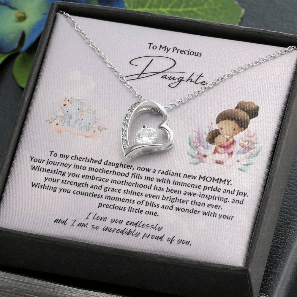 To My Precious Daughter from Parent | Forever Love Pendant Necklace | New Baby | New Mommy | Mother's Day Gift