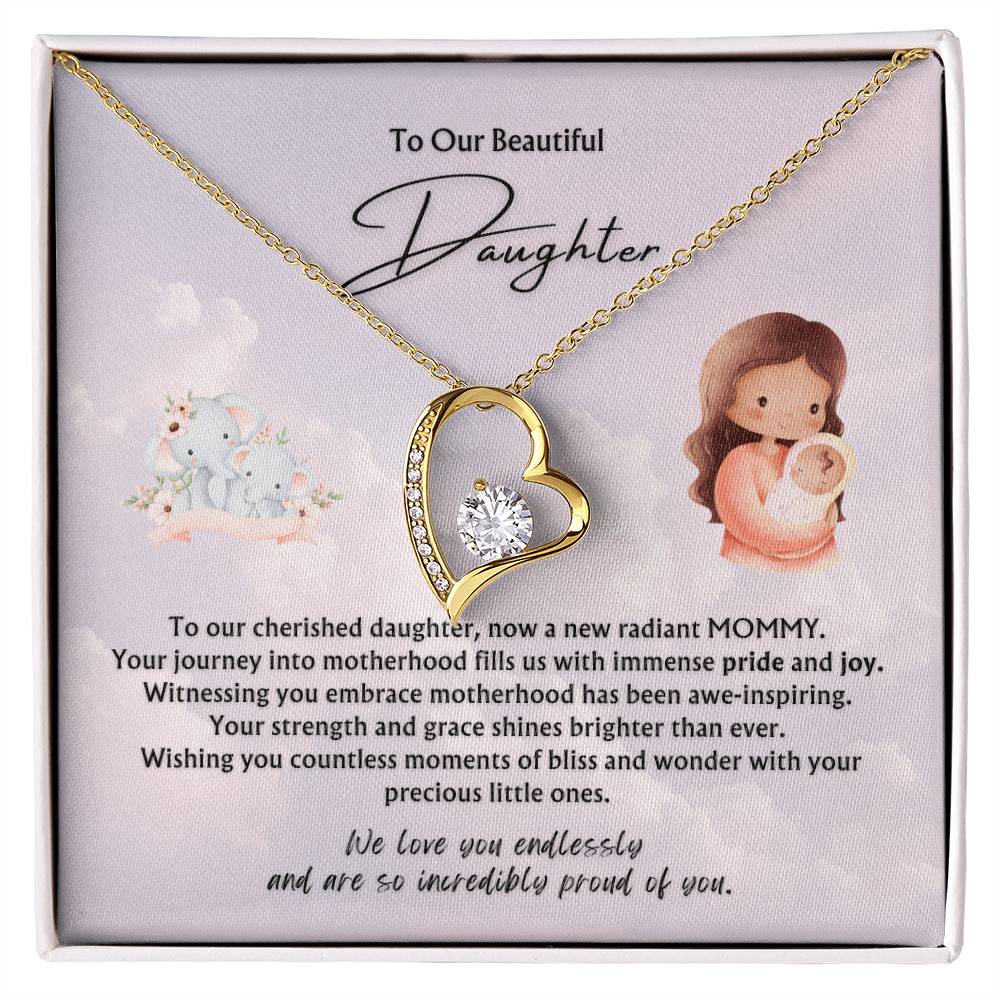 To Our Beautiful Daughter from Parents | Forever Love Pendant Necklace | New Babies | Multiples | Twins | New Mommy | Mother's Day Gift