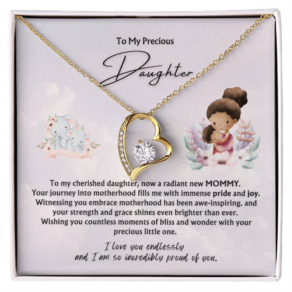 To My Precious Daughter from Parent | Forever Love Pendant Necklace | New Baby | New Mommy | Mother's Day Gift
