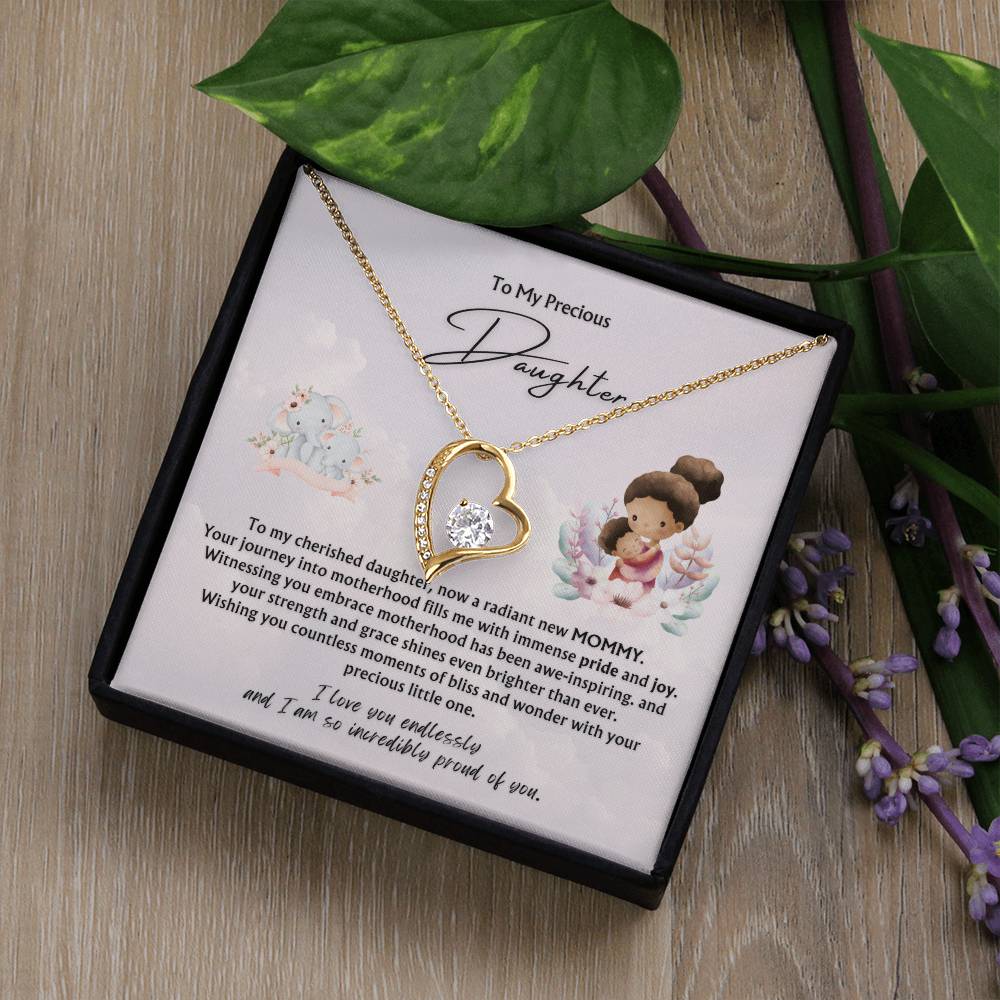 To My Precious Daughter from Parent | Forever Love Pendant Necklace | New Baby | New Mommy | Mother's Day Gift