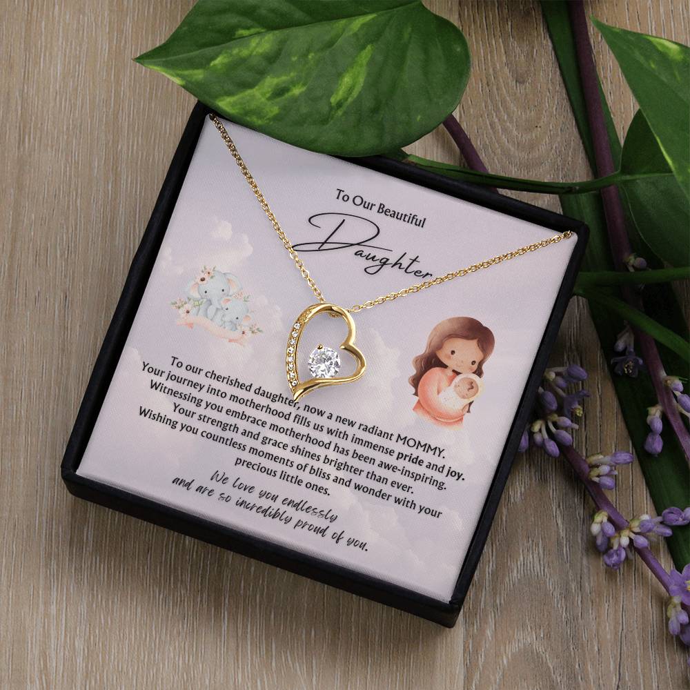 To Our Beautiful Daughter from Parents | Forever Love Pendant Necklace | New Babies | Multiples | Twins | New Mommy | Mother's Day Gift