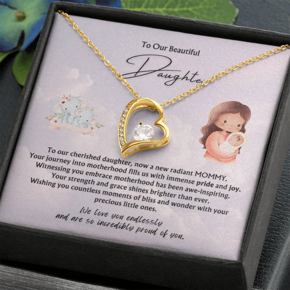 To Our Beautiful Daughter from Parents | Forever Love Pendant Necklace | New Babies | Multiples | Twins | New Mommy | Mother's Day Gift